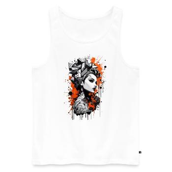 Abstrait coloré jeune femme Graffiti Art - Débardeur bio Premium Homme - blanc - Devant - Michal (187cm)