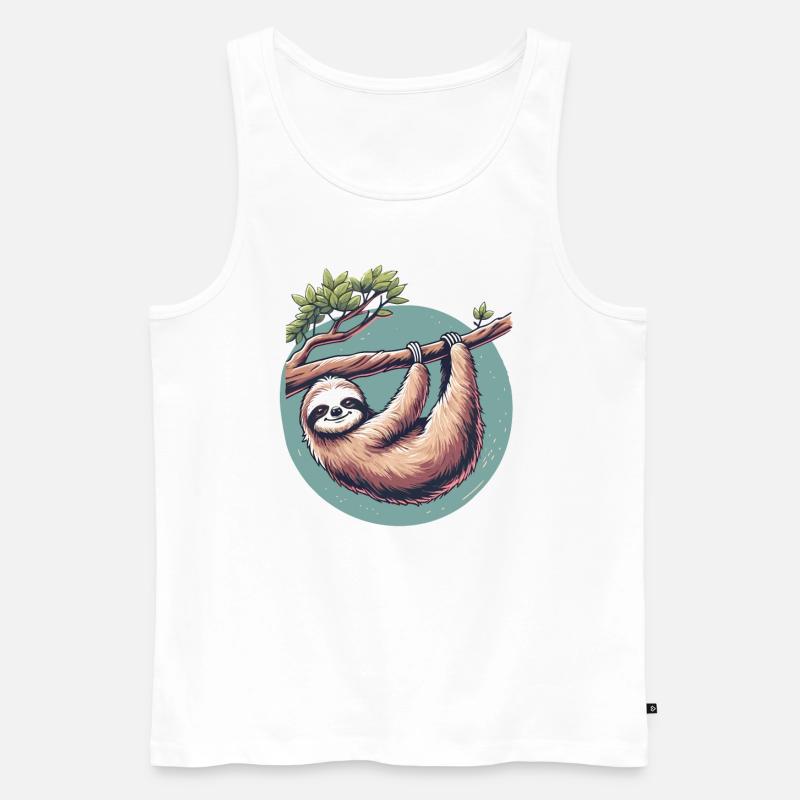 Relaxed sloth serenity at tree - Men's Premium Organic Tank Top - white