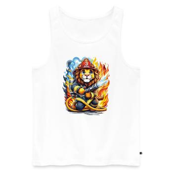 Lion, Pompier, Pompier, Flammes, Héros - Débardeur bio Premium Homme - blanc - Devant - AI Model Male 178 light (178cm)