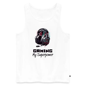 Gaming My Superpower Shirt Street Art Style - Männer Premium Bio Tank Top - Weiß - Vorne - Michal (187cm)