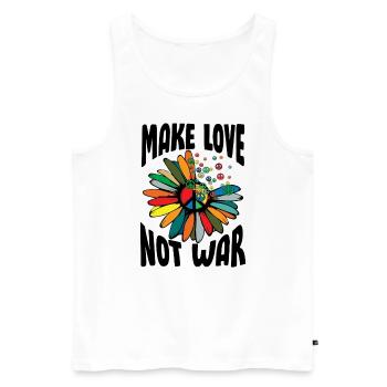 Faites l’amour pas la guerre Flower Power Hippie - Débardeur bio Premium Homme - blanc - Devant - Michal (187cm)