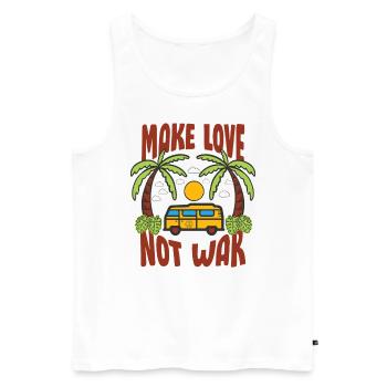Faites l’amour pas la guerre Flower Power Hippie - Débardeur bio Premium Homme - blanc - Devant - Michal (187cm)