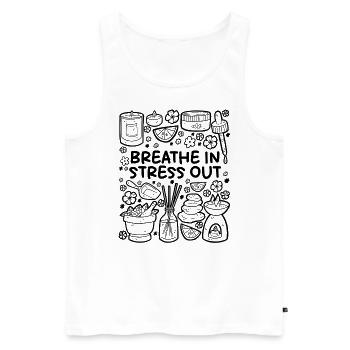 Breath In, Stress Out – Entspannung pur - Männer Premium Bio Tank Top - Weiß - Vorne - Michal (187cm)