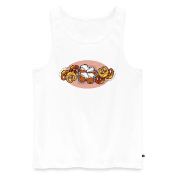 Octoberfest beer party. Beer mug and Brezel. - Men's Premium Organic Tank Top - white - Front - AI Model Male 178 light (178cm)