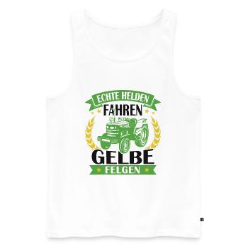Echte helden fahren gelbe felgen - Männer Premium Bio Tank Top - Weiß - Vorne - Michal (187cm)