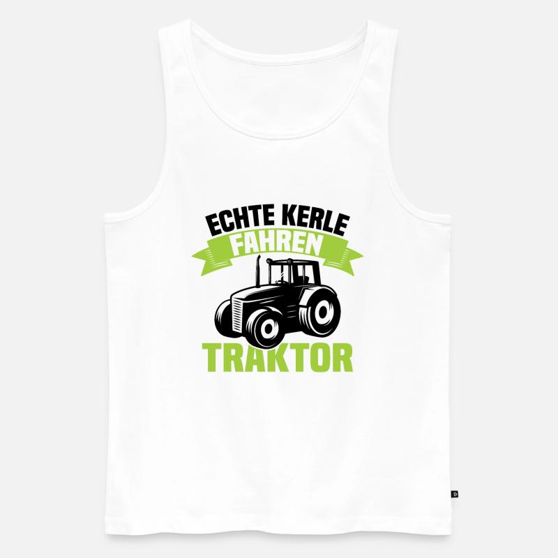 Echte Kerle fahren Traktor - Männer Premium Bio Tank Top - Weiß