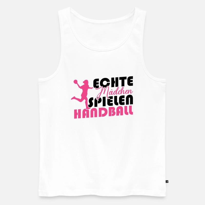Echte Mädchen spielen Handball - Männer Premium Bio Tank Top - Weiß