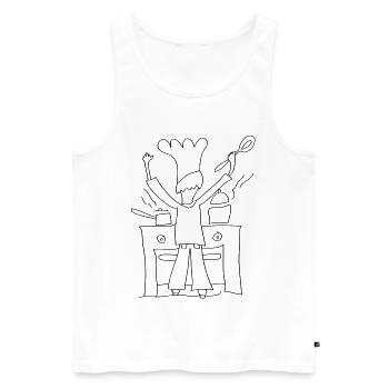Papa’s Cooking Line Art – Funny Kitchen Gift - Männer Premium Bio Tank Top - Weiß - Vorne - AI Model Male 178 light (178cm)