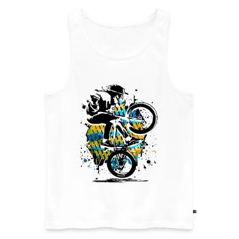 Vélo BMX | Piste de pompage BMX | Idée cadeau rétro - Débardeur bio Premium Homme - blanc - Devant - AI Model Male 178 light (178cm)