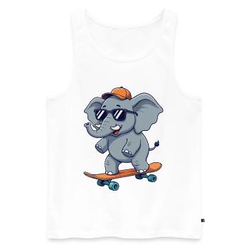 Drôle d’Elephnat patinant sur un skateboard cartoon Skate - Débardeur bio Premium Homme - blanc - Devant - Michal (187cm)