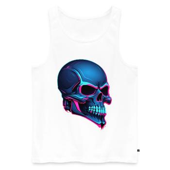 Neon-Schädel Blaue Neonlinien - Männer Premium Bio Tank Top - Weiß - Vorne - AI Model Male 178 light (178cm)