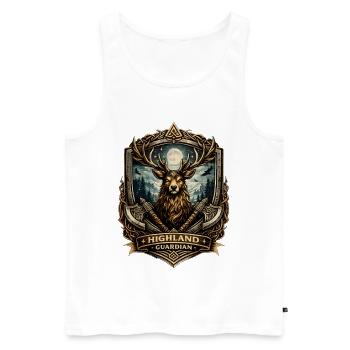 Crête du Cerf Gardien des Highlands - Débardeur bio Premium Homme - blanc - Devant - Michal (187cm)