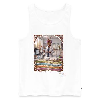 Heuschrecke JOGUE Apothekerin in 4 Sprachen PopArt - Männer Premium Bio Tank Top - Weiß - Vorne - Michal (187cm)