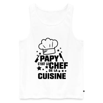 PAPY LE CHEF - Débardeur bio Premium Homme - blanc - Devant - AI Model Male 178 light (178cm)