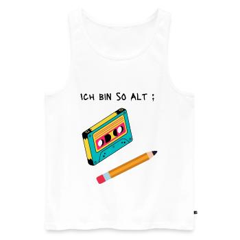 Bleistift & Kassette - Männer Premium Bio Tank Top - Weiß - Vorne - AI Model Male 178 light (178cm)
