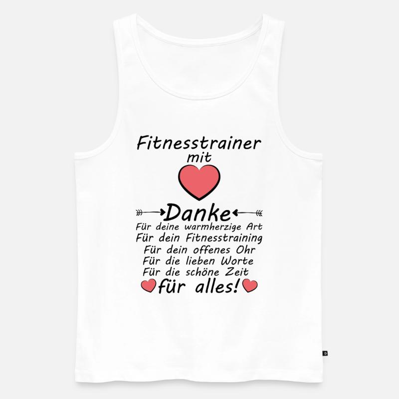 Danke Dankeschön Fitnesstrainer Abschiedsgeschenk - Männer Premium Bio Tank Top - Weiß