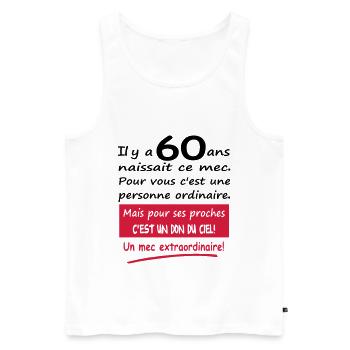 Humour un mec extraordinaire homme - Débardeur bio Premium Homme - blanc - Devant - AI Model Male 178 light (178cm)