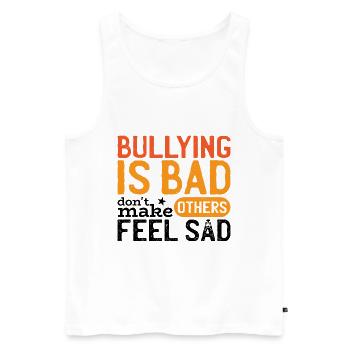 Mobbing ist schlimm - Männer Premium Bio Tank Top - Weiß - Vorne - AI Model Male 178 light (178cm)