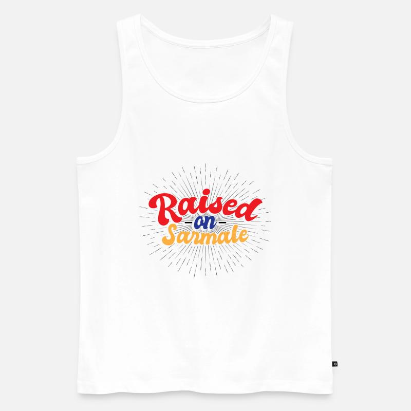 Aufgewachsen auf Sarmale - Männer Premium Bio Tank Top - Weiß