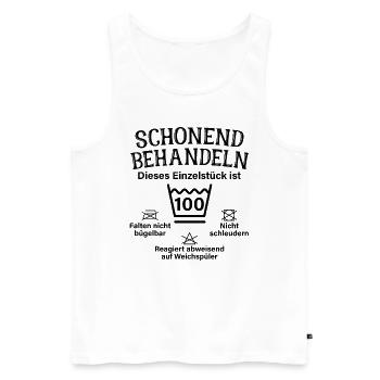 Schonend Behandeln 100. Geburtstag Einzelstück - Männer Premium Bio Tank Top - Weiß - Vorne - Michal (187cm)