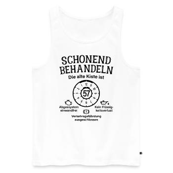 57. Geburtstag Schonend Behandeln Alte Kiste 57 - Männer Premium Bio Tank Top - Weiß - Vorne - Michal (187cm)