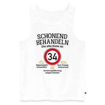34. Geburtstag Schonend Behandeln 34 Alte Kiste 34 - Männer Premium Bio Tank Top - Weiß - Vorne - Michal (187cm)