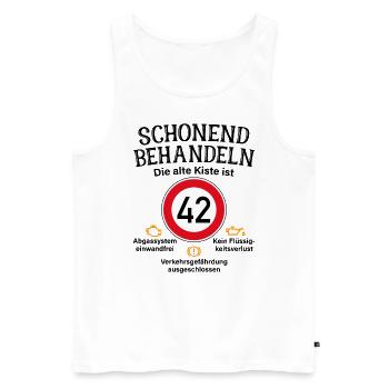 42. Geburtstag Schonend Behandeln 42 Alte Kiste 42 - Männer Premium Bio Tank Top - Weiß - Vorne - Michal (187cm)