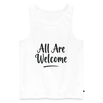 All Are Welcome - Männer Premium Bio Tank Top - Weiß - Vorne - AI Model Male 178 light (178cm)