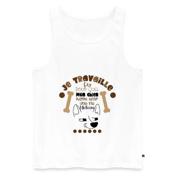 Je Travaille Dur Pour Que Mon Chien - Débardeur bio Premium Homme - blanc - Devant - AI Model Male 178 light (178cm)