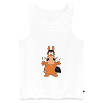 PFERD - PFERDESTALL AUSMISTEN - ABÄPPELN - Männer Premium Bio Tank Top - Weiß - Vorne - Michal (187cm)