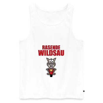 MOTORRAD - BIKER - RASENDE WILDSAU - Männer Premium Bio Tank Top - Weiß - Vorne - Michal (187cm)