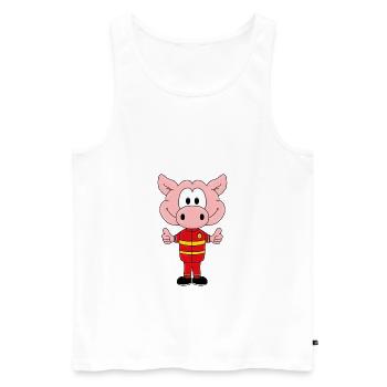 FEUERWEHR - SCHWEIN - TIER - KIND - BABY - Männer Premium Bio Tank Top - Weiß - Vorne - Michal (187cm)