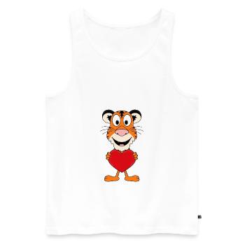 TIGER - TIER - LIEBE - LOVE - KIND - BABY - Männer Premium Bio Tank Top - Weiß - Vorne - Michal (187cm)