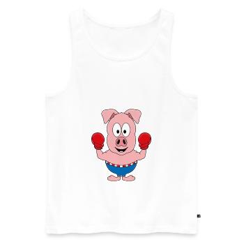 BOXER - SCHWEIN - BOXEN - KAMPFSPORT - TIER - Männer Premium Bio Tank Top - Weiß - Vorne - Michal (187cm)