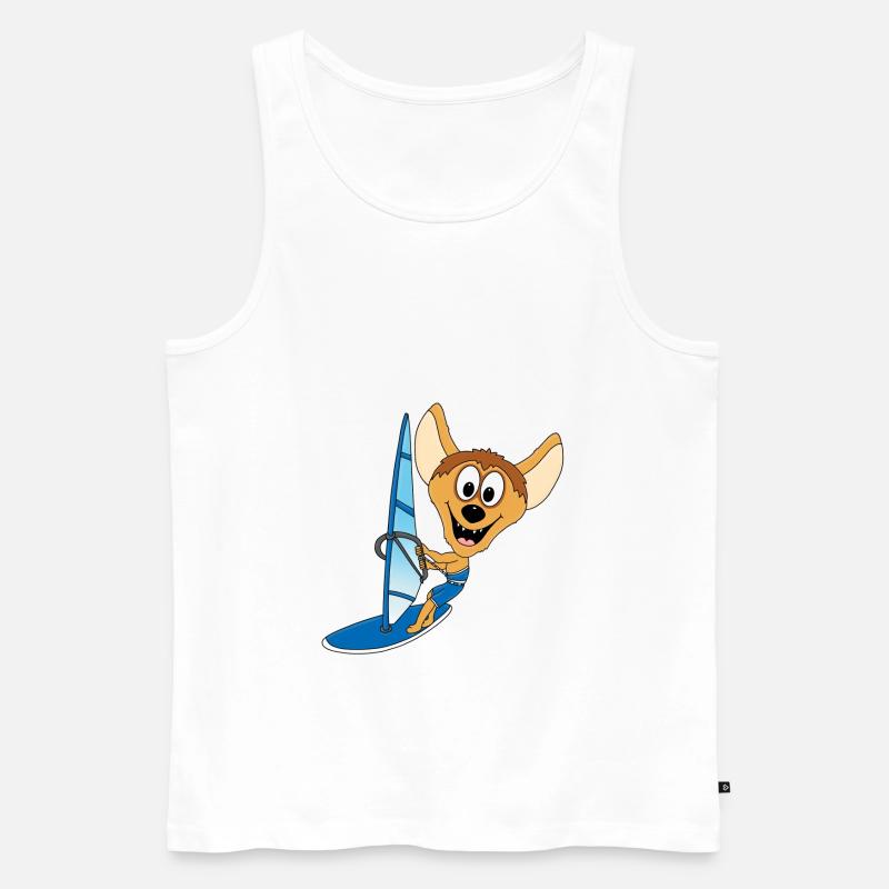 WINDSURFER - SURFER - HYÄNE - WASSERSPORT - Männer Premium Bio Tank Top - Weiß