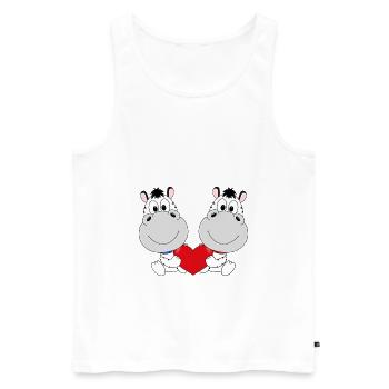 ZEBRAS - LIEBE - LOVE - TIERE - VERLIEBT - ZOO - Männer Premium Bio Tank Top - Weiß - Vorne - Michal (187cm)