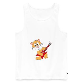 HAMSTER - GITARRE - MUSIK - TIERISCH - Männer Premium Bio Tank Top - Weiß - Vorne - Michal (187cm)