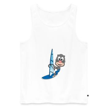 WINDSURFEN - MAULWURF - WINDSURFER - WASSERSPORT - Männer Premium Bio Tank Top - Weiß - Vorne - Michal (187cm)
