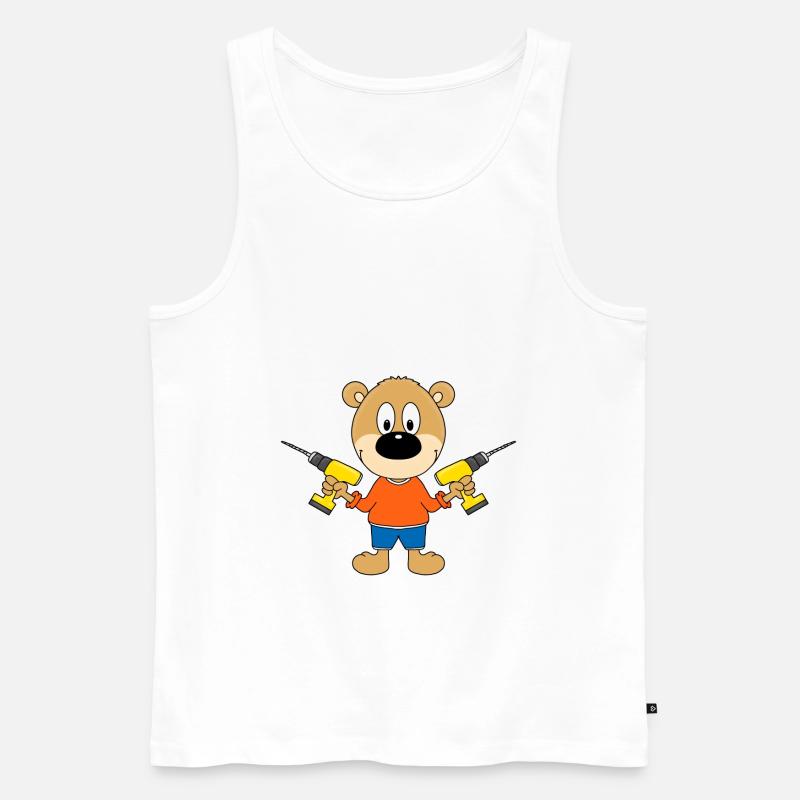 TEDDY - BÄR - HEIMWERKER - HANDWERKER - BOHRER - Männer Premium Bio Tank Top - Weiß