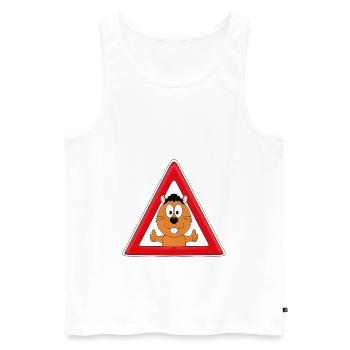 ACHTUNG - BIBER - OTTER - MARDER - TIERISCH - Männer Premium Bio Tank Top - Weiß - Vorne - Michal (187cm)