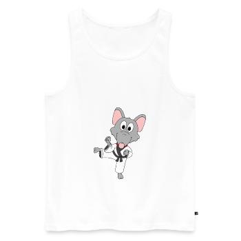 RATTE - KARATE - JUDO - KAMPFSPORT - TIERISCH - Männer Premium Bio Tank Top - Weiß - Vorne - Michal (187cm)
