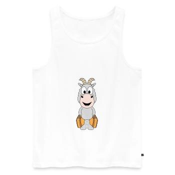 ZIEGE - KOFFER - REISE - URLAUB - FERIEN - TIER - Männer Premium Bio Tank Top - Weiß - Vorne - Michal (187cm)