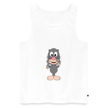MAULWURF - FRISEUR - BERUF - FRISUR - TIER - Männer Premium Bio Tank Top - Weiß - Vorne - Michal (187cm)