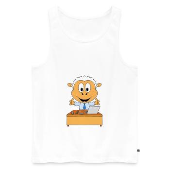 SCHAF - SCHREIBTISCH - ARBEIT - CHEF - MITARBEITER - Männer Premium Bio Tank Top - Weiß - Vorne - Michal (187cm)