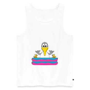 MÖWE - POOL - SHAKA - MEER - SEE - BADEN - SOMMER - Männer Premium Bio Tank Top - Weiß - Vorne - Michal (187cm)