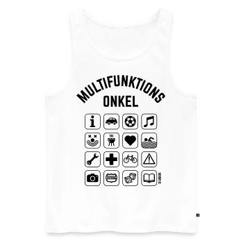 Multifunktions Onkel (16 Icons) - Männer Premium Bio Tank Top - Weiß - Vorne - AI Model Male 178 light (178cm)