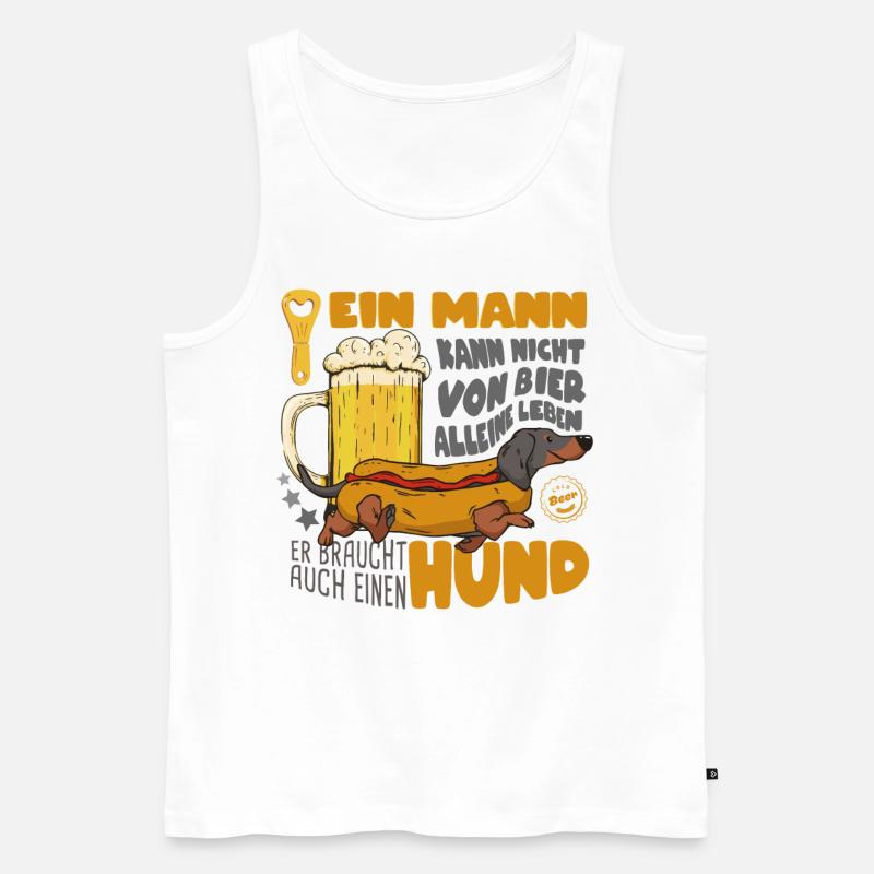 Bier-Dackel - Männer Premium Bio Tank Top - Weiß