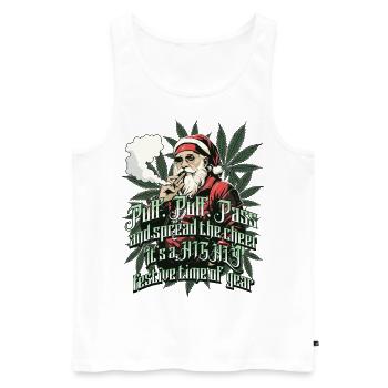 Christmas Santa Smoking Cannabis - Men's Premium Organic Tank Top - white - Front - Michal (187cm)