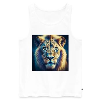 Lion - Männer Premium Bio Tank Top - Weiß - Vorne - AI Model Male 178 light (178cm)
