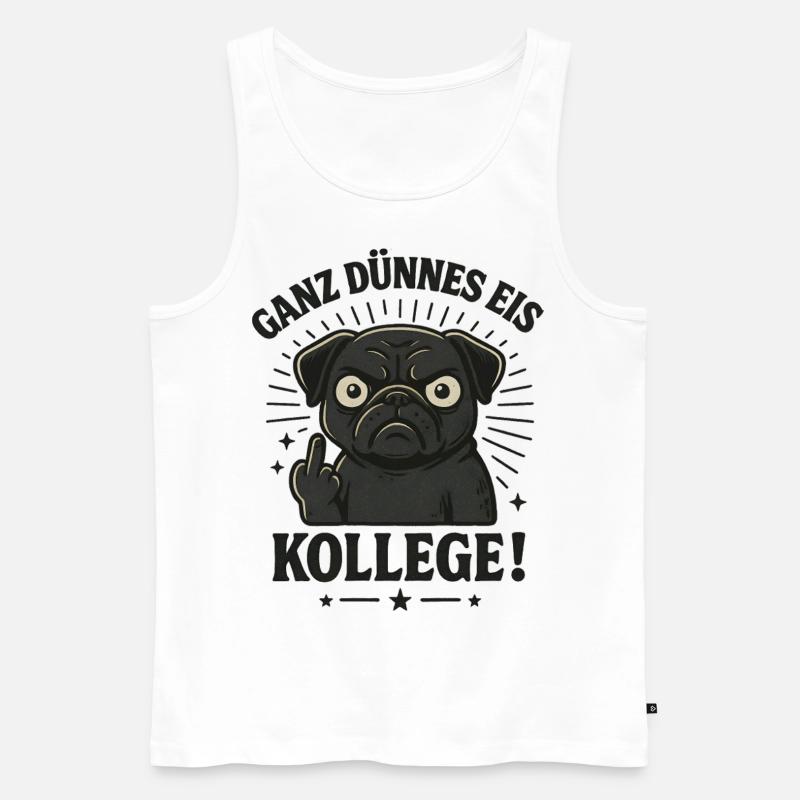 Mops Mittelfinger - Männer Premium Bio Tank Top - Weiß